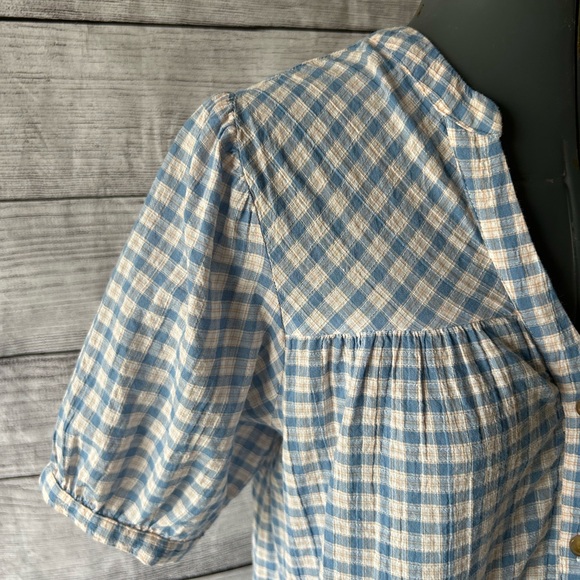 The Nines by Hatch maternity plaid button up puff sleeve top size small - Picture 5 of 16